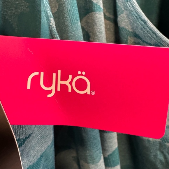 NWT Ryka Women’s Racerback Tank Size Large Teal Abstract Floral Print - Picture 4 of 5